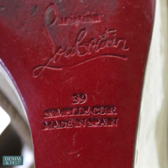 Christian Louboutin Beige Patent Espadrille Wedge Sandals Red Sole Size 39 - Picture 7 of 13
